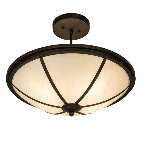 Meyda Lighting Commerce 20" 4-Light Oil Rubbed Bronze Semi-flush Mount Light With Creme Carrara Idalight Shade