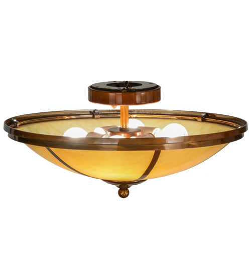 Meyda Lighting Commerce 20" 4-Light Transparent Copper Semi-flush Mount Ceiling Light With Tawnyrock Idalight Shade Glass