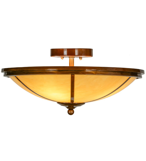 Meyda Lighting Commerce 20" 4-Light Transparent Copper Semi-flush Mount Ceiling Light With Tawnyrock Idalight Shade Glass