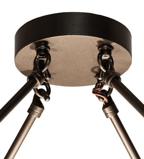 Meyda Lighting Commerce 24" 3-Light Bronze Semi-flush Mount Light With White Art Shade Glass