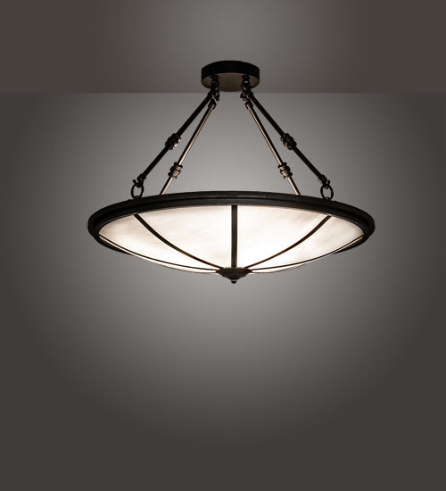 Meyda Lighting Commerce 24" 3-Light Bronze Semi-flush Mount Light With White Art Shade Glass