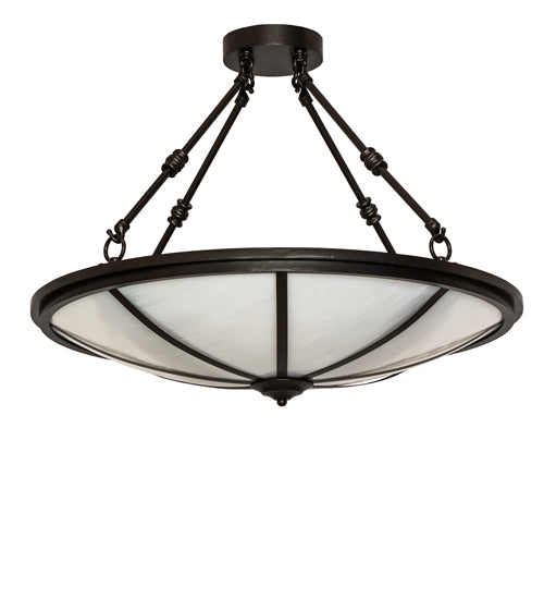 Meyda Lighting Commerce 24" 3-Light Bronze Semi-flush Mount Light With White Art Shade Glass