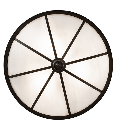 Meyda Lighting Commerce 24" 3-Light Bronze Semi-flush Mount Light With White Art Shade Glass