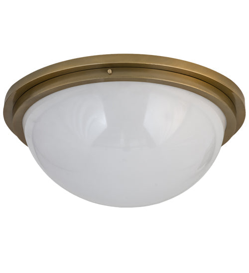 Meyda Lighting Commerce 25" 4-Light Buttered Brass Flush Mount Light With White Statuario Idalight Shade Glass
