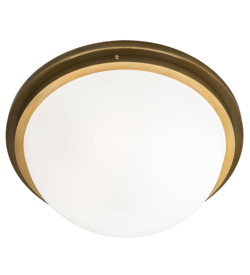 Meyda Lighting Commerce 25" 4-Light Buttered Brass Flush Mount Light With White Statuario Idalight Shade Glass