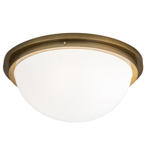 Meyda Lighting Commerce 25" 4-Light Buttered Brass Flush Mount Light With White Statuario Idalight Shade Glass