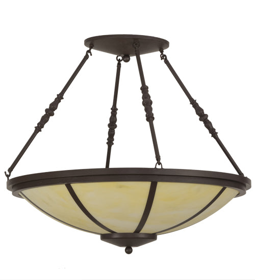 Meyda Lighting Commerce 30" 4-Light LED Cafe Noir Semi-flush Mount Ceiling Light With Beige Botticino Idalight Shade Glass