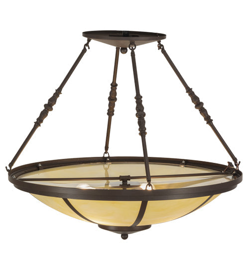 Meyda Lighting Commerce 30" 4-Light LED Cafe Noir Semi-flush Mount Ceiling Light With Beige Botticino Idalight Shade Glass