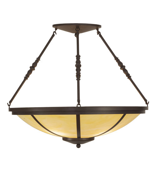 Meyda Lighting Commerce 30" 4-Light LED Cafe Noir Semi-flush Mount Ceiling Light With Beige Botticino Idalight Shade Glass