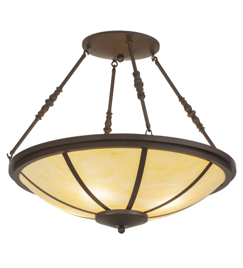 Meyda Lighting Commerce 30" 4-Light LED Cafe Noir Semi-flush Mount Ceiling Light With Beige Botticino Idalight Shade Glass
