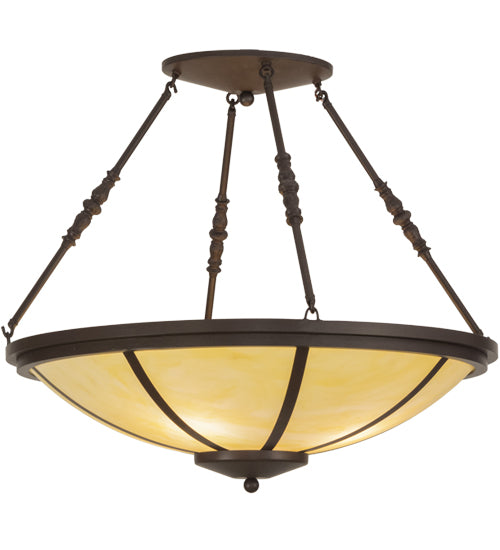 Meyda Lighting Commerce 30" 4-Light LED Cafe Noir Semi-flush Mount Ceiling Light With Beige Botticino Idalight Shade Glass