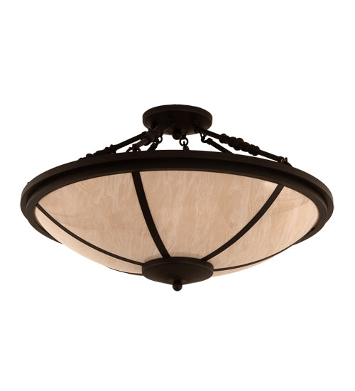 Meyda Lighting Commerce 31" 4-Light Oil Rubbed Bronze Semi-flush Mount Light With Beige Fleshtone Idalight Shade