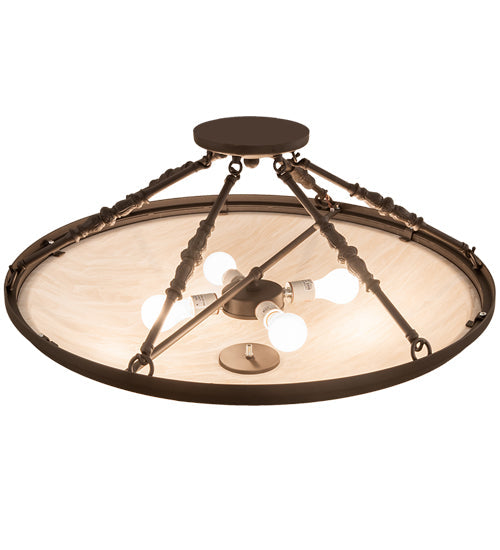 Meyda Lighting Commerce 31" 4-Light Oil Rubbed Bronze Semi-flush Mount Light With Beige Fleshtone Idalight Shade