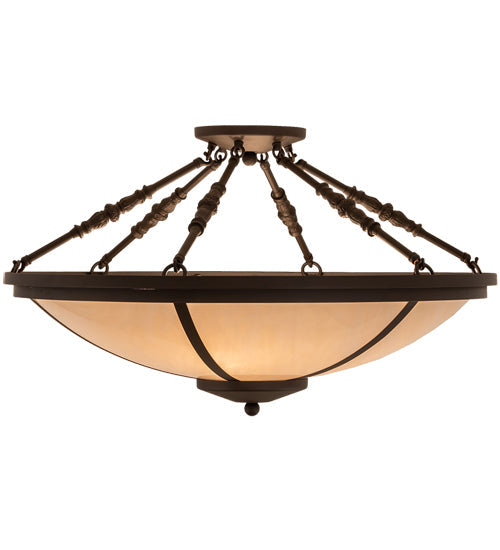 Meyda Lighting Commerce 31" 4-Light Oil Rubbed Bronze Semi-flush Mount Light With Beige Fleshtone Idalight Shade