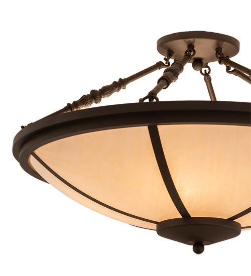 Meyda Lighting Commerce 31" 4-Light Oil Rubbed Bronze Semi-flush Mount Light With Beige Fleshtone Idalight Shade