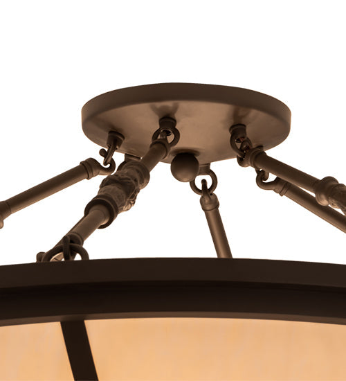 Meyda Lighting Commerce 31" 4-Light Oil Rubbed Bronze Semi-flush Mount Light With Beige Fleshtone Idalight Shade