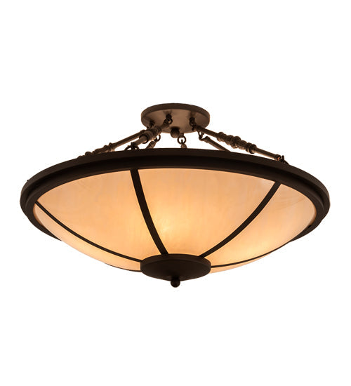 Meyda Lighting Commerce 31" 4-Light Oil Rubbed Bronze Semi-flush Mount Light With Beige Fleshtone Idalight Shade