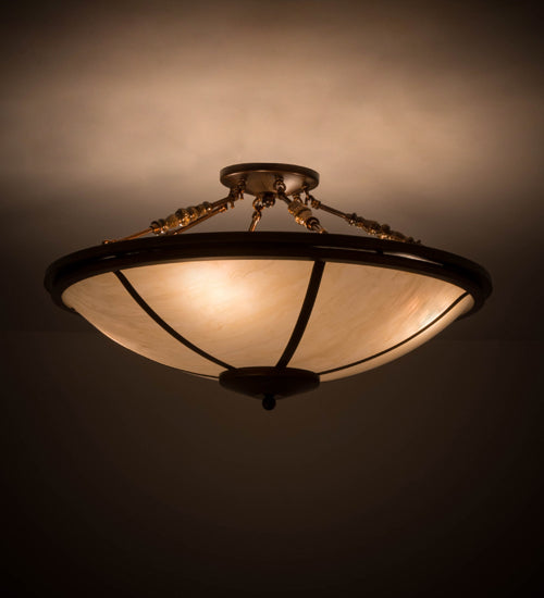 Meyda Lighting Commerce 31" 4-Light Vintage Copper Semi-flush Mount Light With Beige Sahara Taupe Idalight Shade Glass