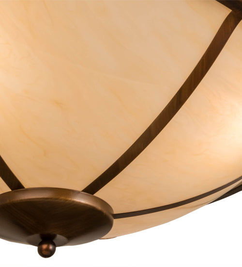 Meyda Lighting Commerce 31" 4-Light Vintage Copper Semi-flush Mount Light With Beige Sahara Taupe Idalight Shade Glass