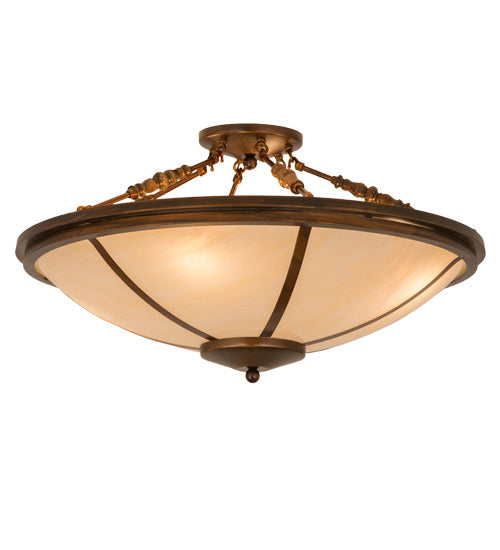 Meyda Lighting Commerce 31" 4-Light Vintage Copper Semi-flush Mount Light With Beige Sahara Taupe Idalight Shade Glass