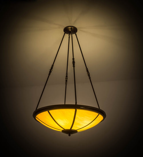 Meyda Lighting Commerce 32" 4-Light Copper Vein Semi-flush Mount Light With Beige Tawnyrock Idalight Shade Glass