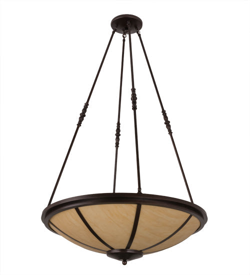 Meyda Lighting Commerce 32" 4-Light Copper Vein Semi-flush Mount Light With Beige Tawnyrock Idalight Shade Glass