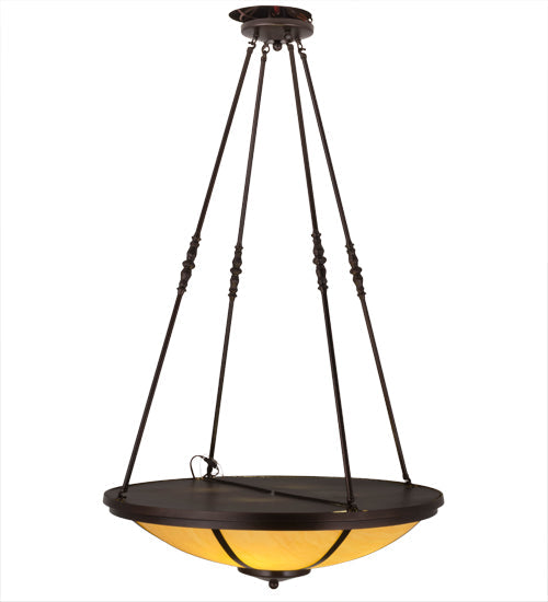 Meyda Lighting Commerce 32" 4-Light Copper Vein Semi-flush Mount Light With Beige Tawnyrock Idalight Shade Glass