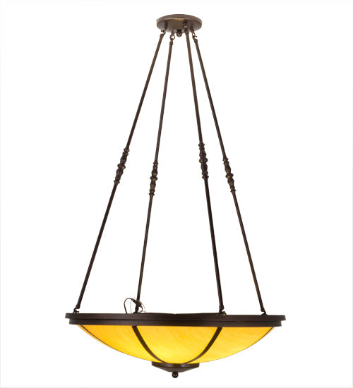 Meyda Lighting Commerce 32" 4-Light Copper Vein Semi-flush Mount Light With Beige Tawnyrock Idalight Shade Glass