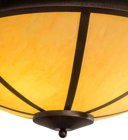 Meyda Lighting Commerce 32" 4-Light Copper Vein Semi-flush Mount Light With Beige Tawnyrock Idalight Shade Glass