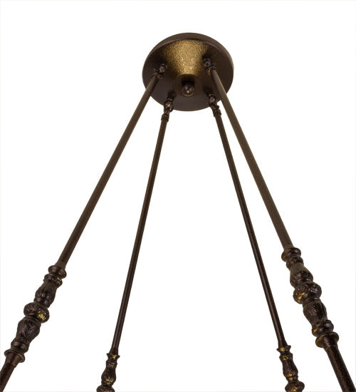 Meyda Lighting Commerce 32" 4-Light Copper Vein Semi-flush Mount Light With Beige Tawnyrock Idalight Shade Glass