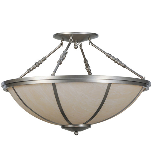 Meyda Lighting Commerce 35" 4-Light Nickel Semi-flush Mount Ceiling Light With Whitestone Idalight Shade Glass