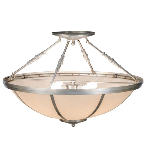 Meyda Lighting Commerce 35" 4-Light Nickel Semi-flush Mount Ceiling Light With Whitestone Idalight Shade Glass