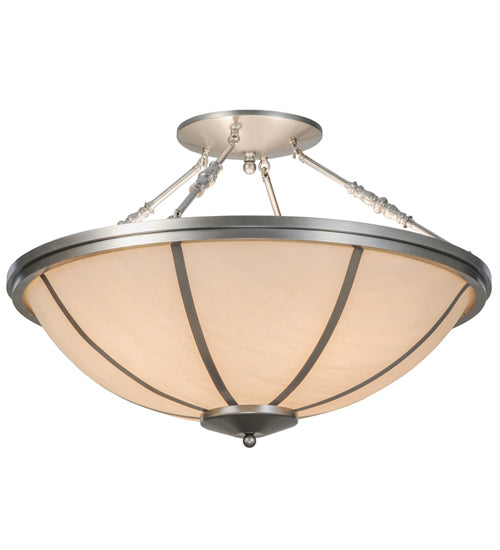 Meyda Lighting Commerce 35" 4-Light Nickel Semi-flush Mount Ceiling Light With Whitestone Idalight Shade Glass