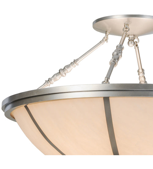 Meyda Lighting Commerce 35" 4-Light Nickel Semi-flush Mount Ceiling Light With Whitestone Idalight Shade Glass