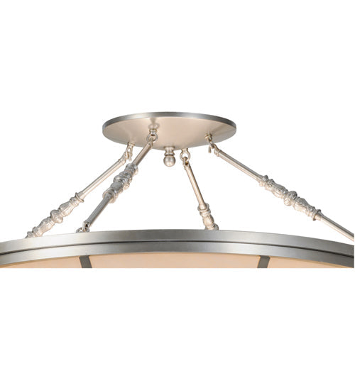 Meyda Lighting Commerce 35" 4-Light Nickel Semi-flush Mount Ceiling Light With Whitestone Idalight Shade Glass