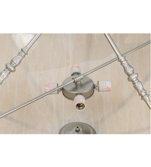 Meyda Lighting Commerce 35" 4-Light Nickel Semi-flush Mount Ceiling Light With Whitestone Idalight Shade Glass