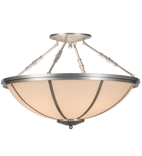 Meyda Lighting Commerce 35" 4-Light Nickel Semi-flush Mount Ceiling Light With Whitestone Idalight Shade Glass