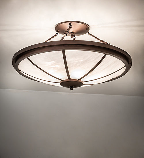 Meyda Lighting Commerce 36" 6-Light Mahogany Bronze Semi-flush Mount Light With Angelwing Idalight Shade