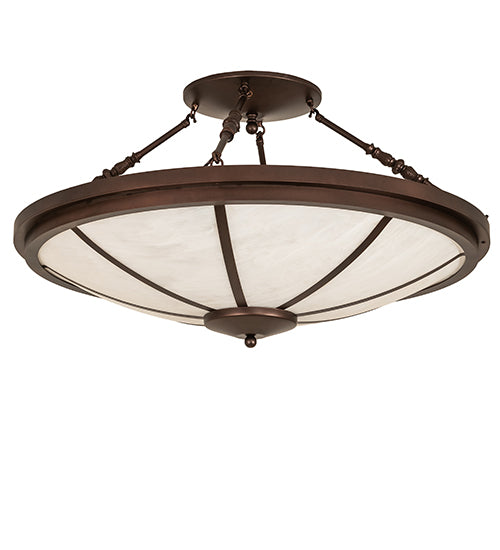 Meyda Lighting Commerce 36" 6-Light Mahogany Bronze Semi-flush Mount Light With Angelwing Idalight Shade