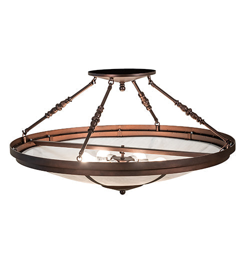 Meyda Lighting Commerce 36" 6-Light Mahogany Bronze Semi-flush Mount Light With Angelwing Idalight Shade