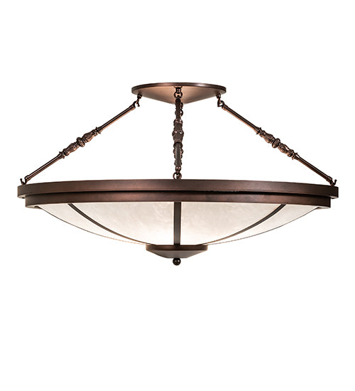 Meyda Lighting Commerce 36" 6-Light Mahogany Bronze Semi-flush Mount Light With Angelwing Idalight Shade