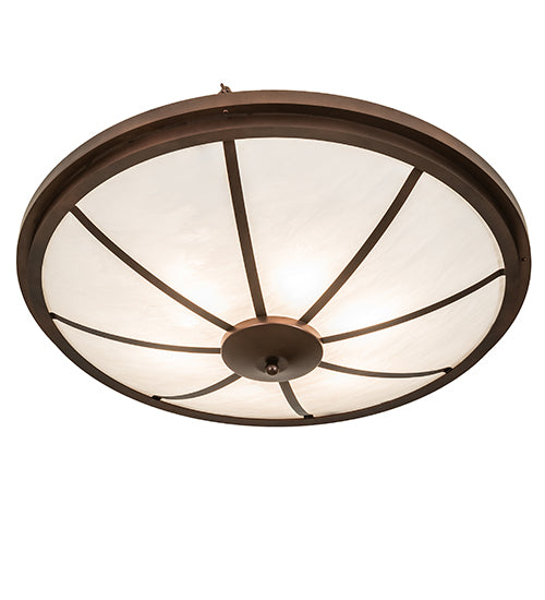 Meyda Lighting Commerce 36" 6-Light Mahogany Bronze Semi-flush Mount Light With Angelwing Idalight Shade