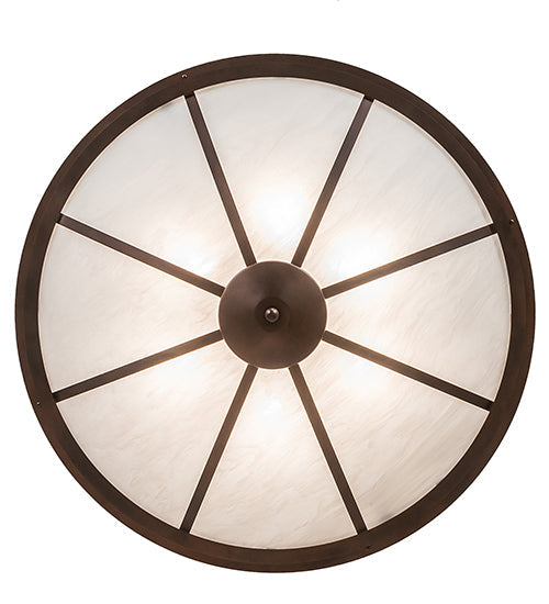 Meyda Lighting Commerce 36" 6-Light Mahogany Bronze Semi-flush Mount Light With Angelwing Idalight Shade