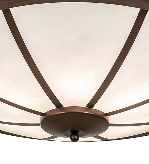 Meyda Lighting Commerce 36" 6-Light Mahogany Bronze Semi-flush Mount Light With Angelwing Idalight Shade