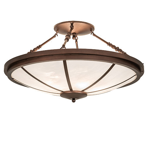 Meyda Lighting Commerce 36" 6-Light Mahogany Bronze Semi-flush Mount Light With Angelwing Idalight Shade
