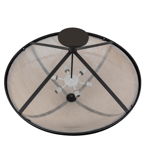 Meyda Lighting Commerce 36" 6-Light Reticulated Black Jackson Pendant Light With Beige Fleshtone Idalight Shade