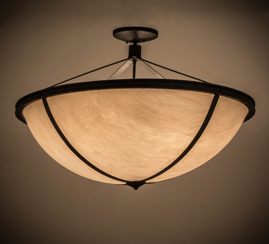 Meyda Lighting Commerce 36" 6-Light Reticulated Black Jackson Pendant Light With Beige Fleshtone Idalight Shade