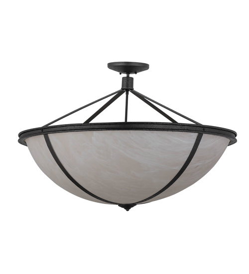 Meyda Lighting Commerce 36" 6-Light Reticulated Black Jackson Pendant Light With Beige Fleshtone Idalight Shade