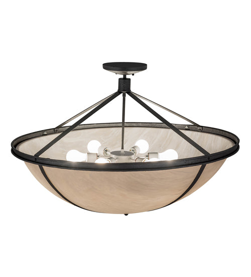 Meyda Lighting Commerce 36" 6-Light Reticulated Black Jackson Pendant Light With Beige Fleshtone Idalight Shade