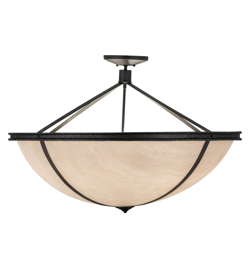 Meyda Lighting Commerce 36" 6-Light Reticulated Black Jackson Pendant Light With Beige Fleshtone Idalight Shade